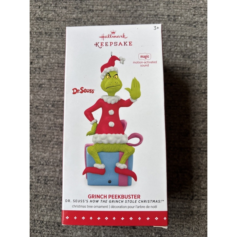 Hallmark Dr. Seuss Stole Christmas Grinch Peekbuster Sound 2015 Ornament